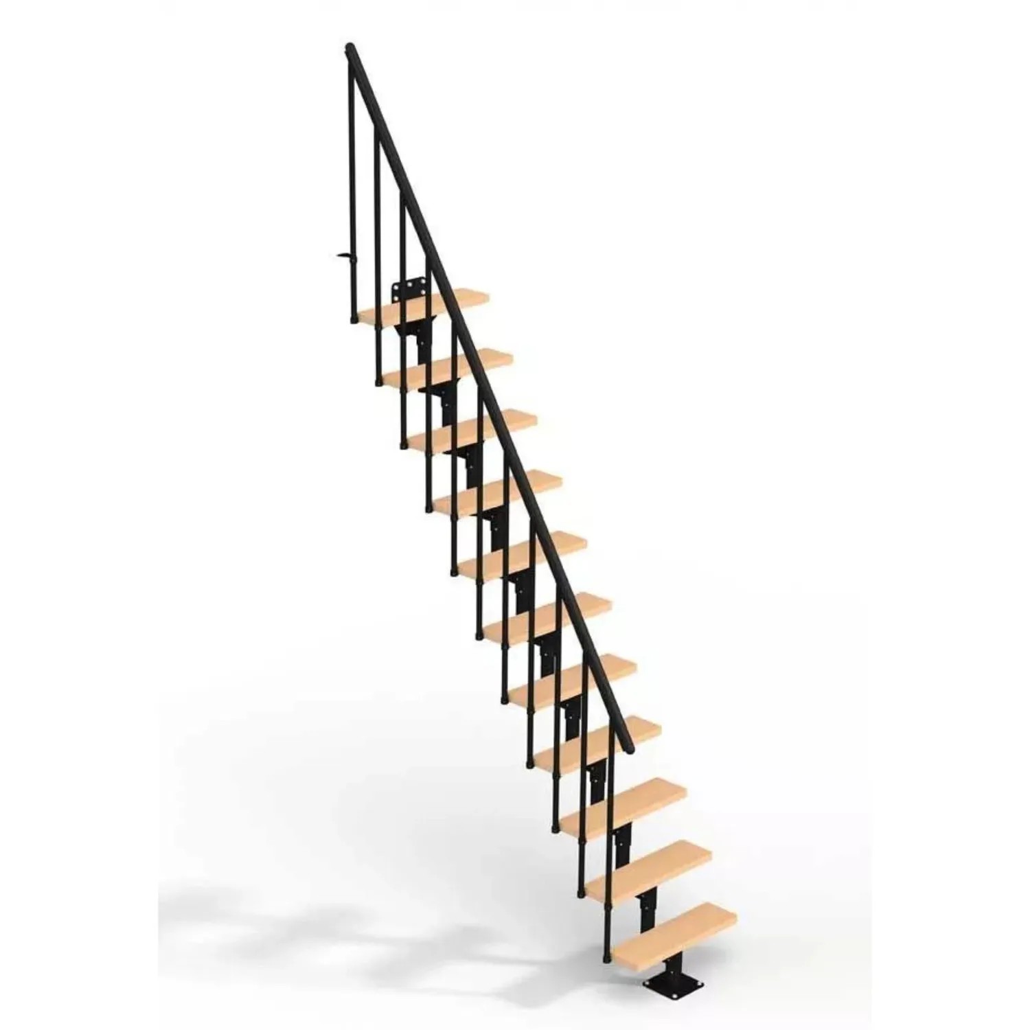 Dolle Schody modułowe Dallas proste czarne, 11-stopni, buk multiplex