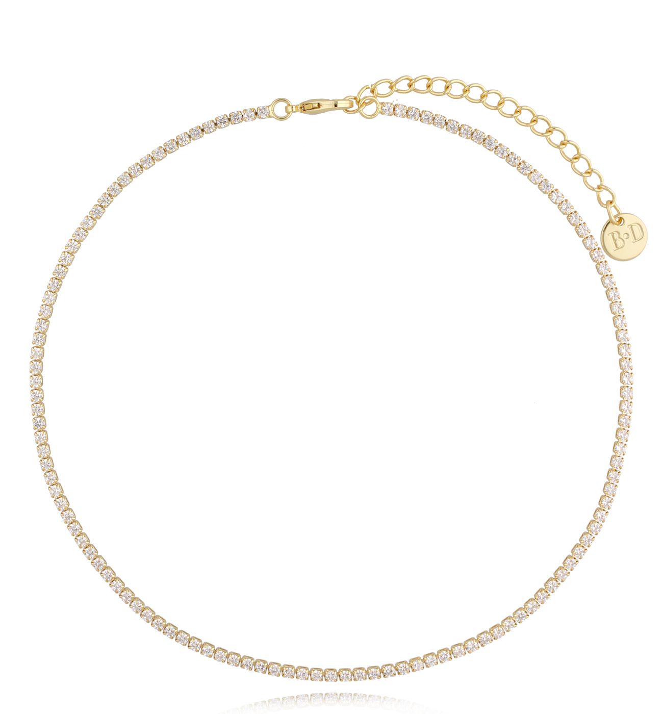 Naszyjnik tenisowy złoty z kryształkami Neverland - By Dziubeka