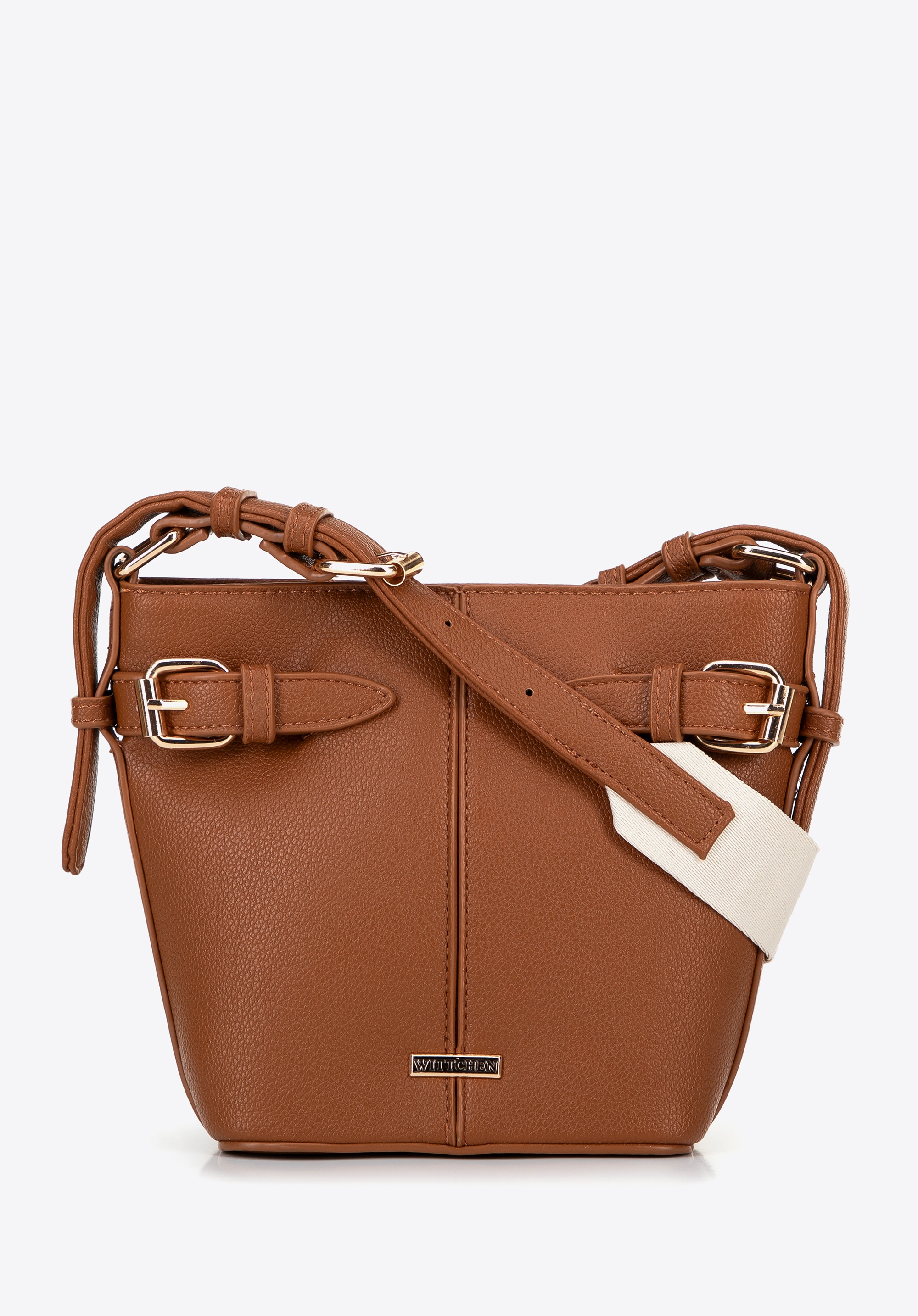 Dodatkowy rabat 25% - Mała torebka typu worek z ekoskóry brązowa