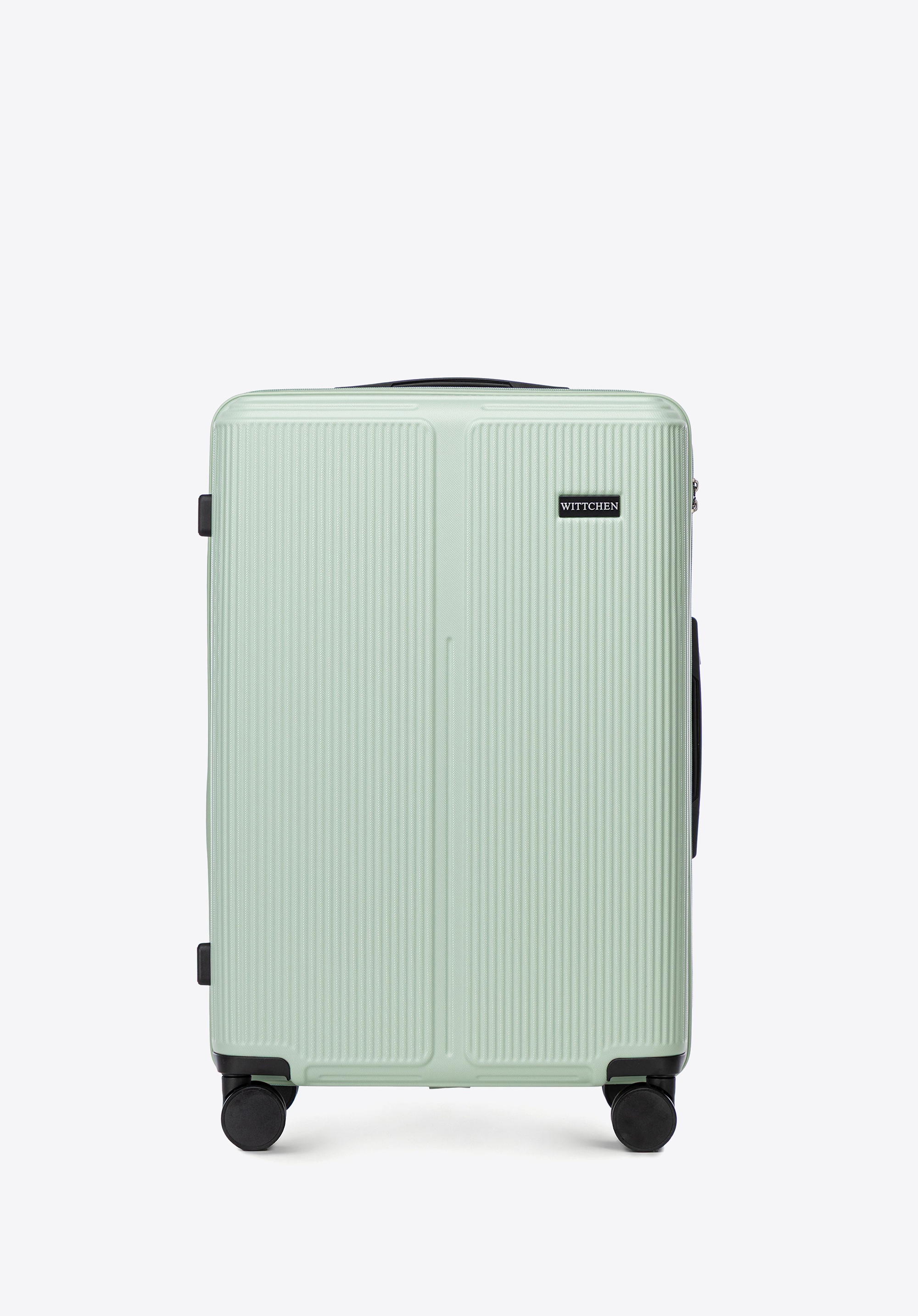 Dodatkowy rabat 25% - Średnia walizka z ABS-u w drobne paski miętowa