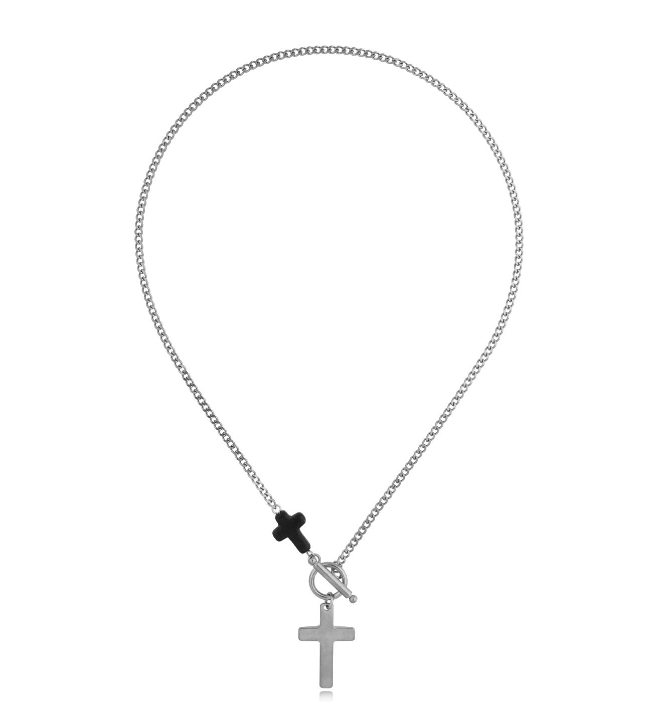 Naszyjnik męski z krzyżem srebrny Eryx NMITC0082
