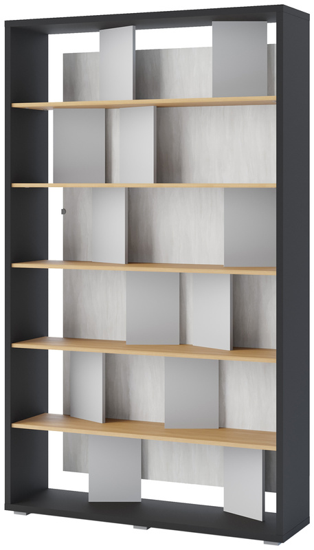 Nowoczesny otwarty regał na książki z półkami 125 cm wysoki FITT