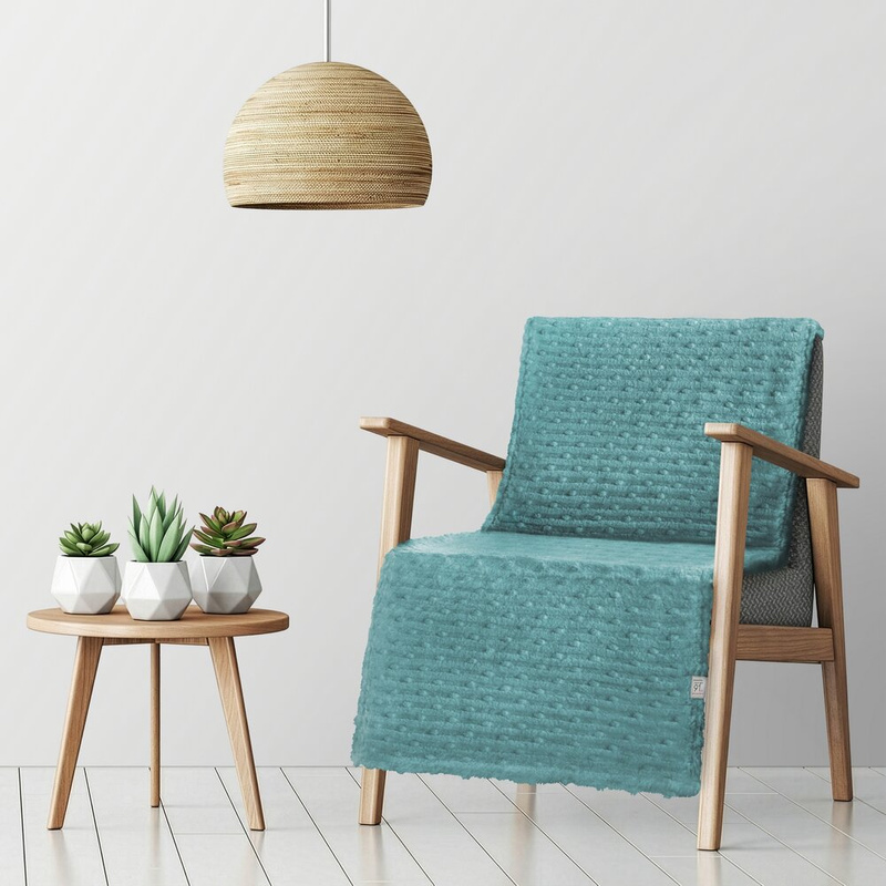 Koc fotelowy 70x160 cm LISSI miętowy miękki żakardowy 100% poliester