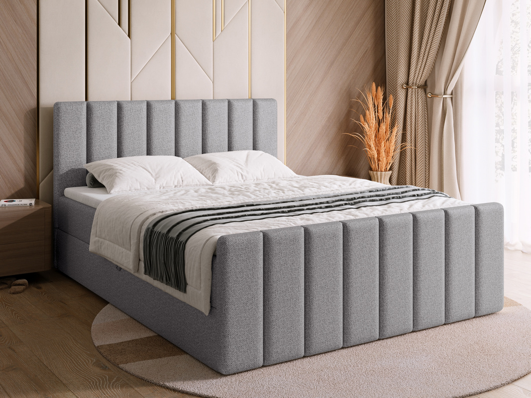 Łóżko 140x200 cm do sypialni kontynentalne z pojemnikiem DENVER DUO