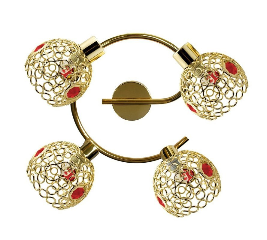 Mosiężna lampa sufitowa spirala 4xG9 do salonu ARON czerwony metal