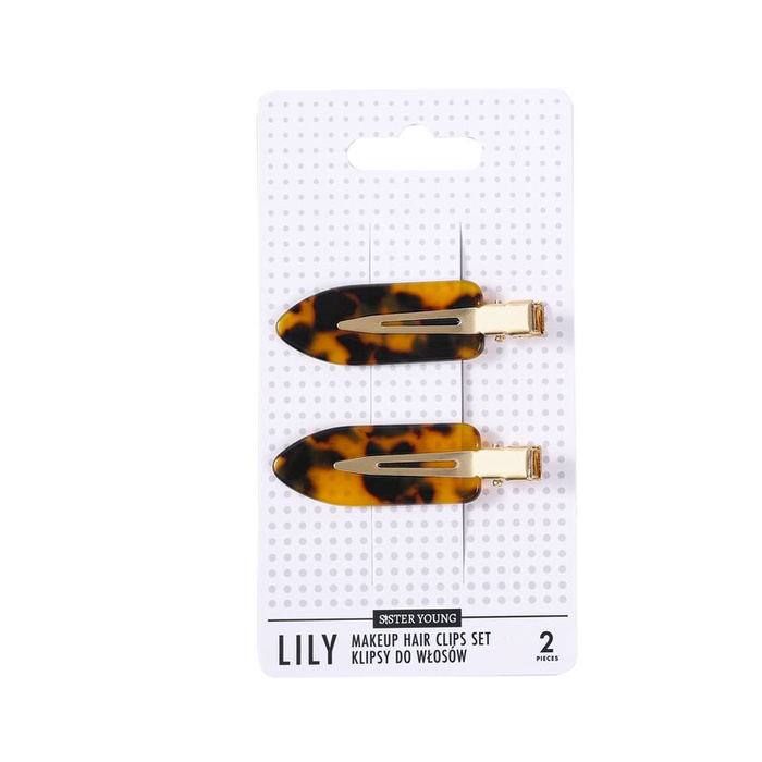 Sister Young LILY Klipsy do Włosów do Makijażu Deep Leopard Print, zestaw 2 Sztuki