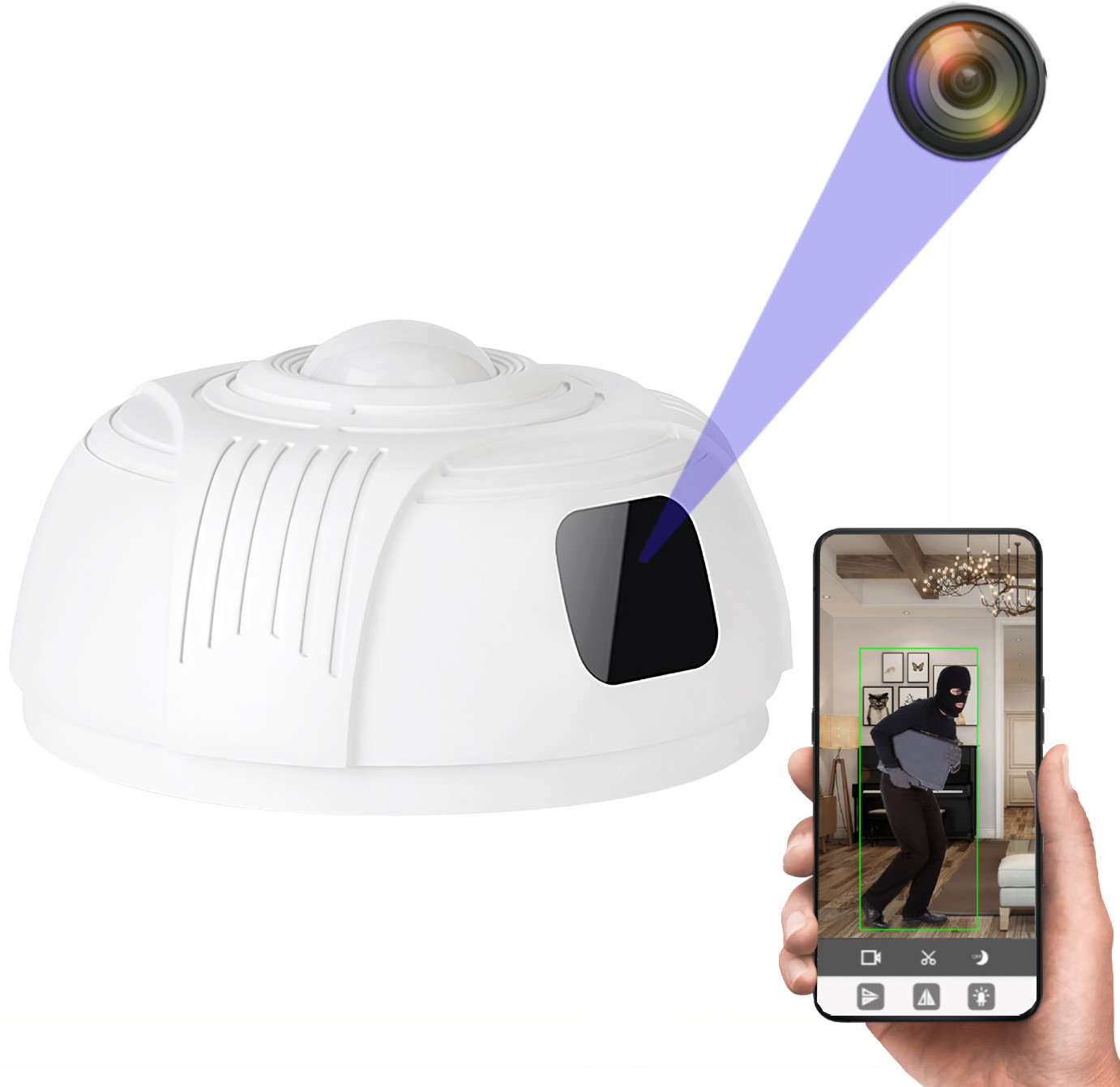 Ukryta kamera WiFi w czujniku dymu do 1 roku pracy MK020