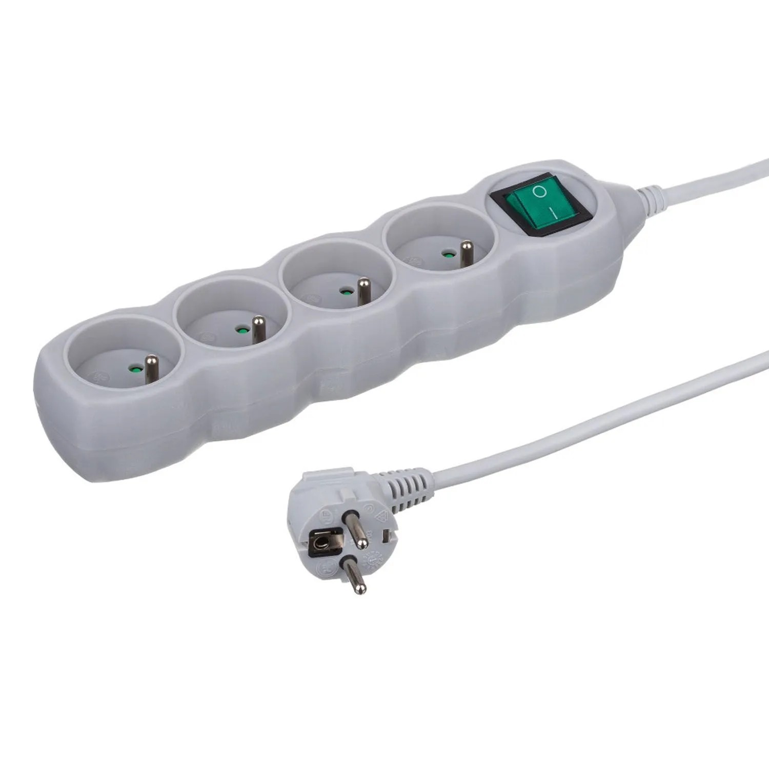 Düwi Przedłużacz listwowy 4-gniazdowy z włącznikiem 2P+Z 3x1,0mm2 szary 5 m