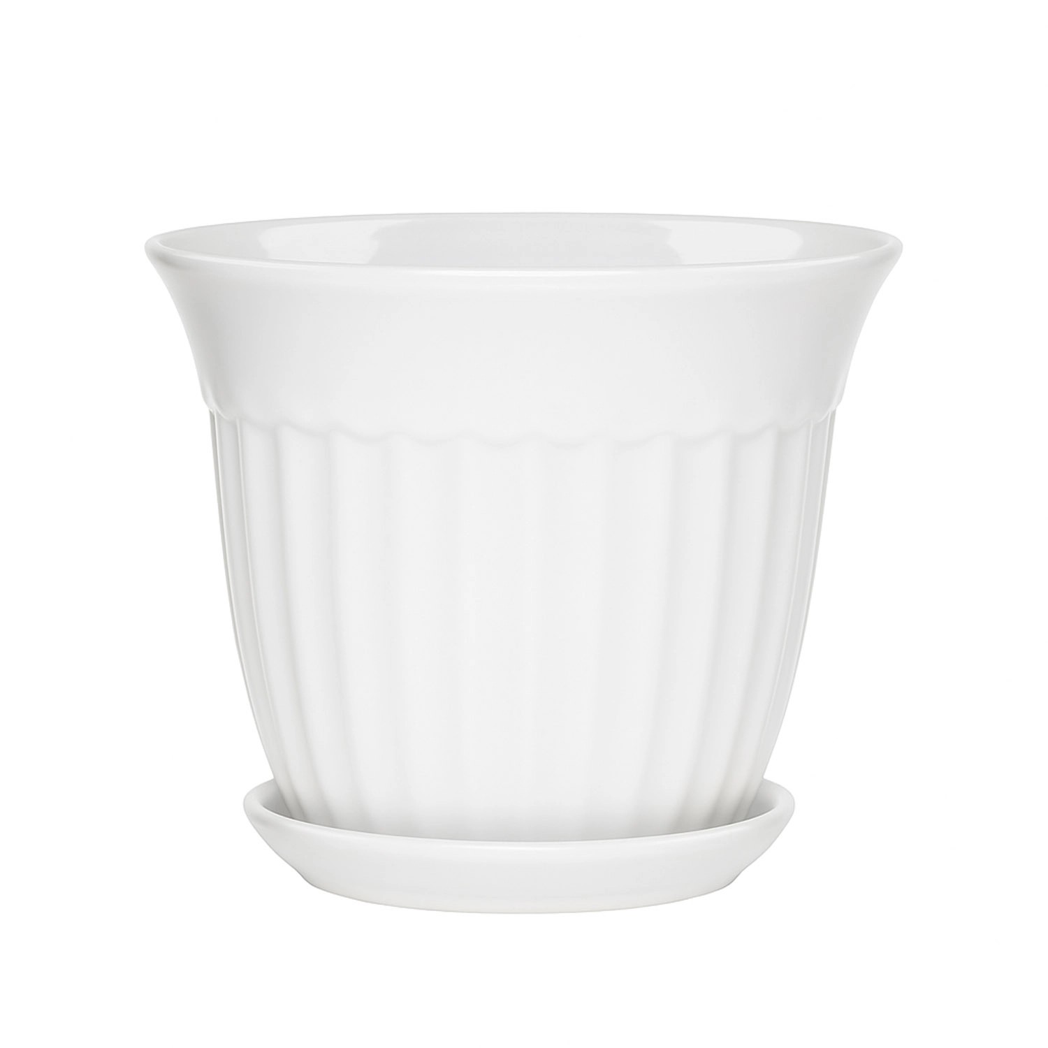 Doniczka z podstawką Xena biały połysk - 31 cm