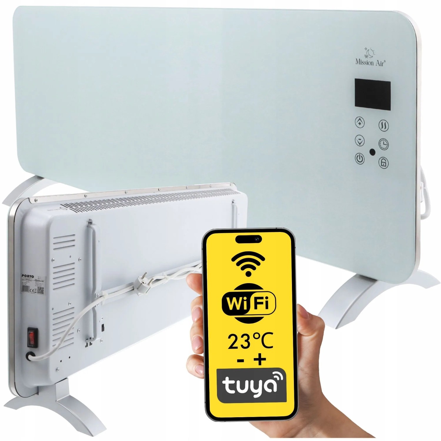 Mission Air Konwektor elektryczny Porto biały WiFi 2400W