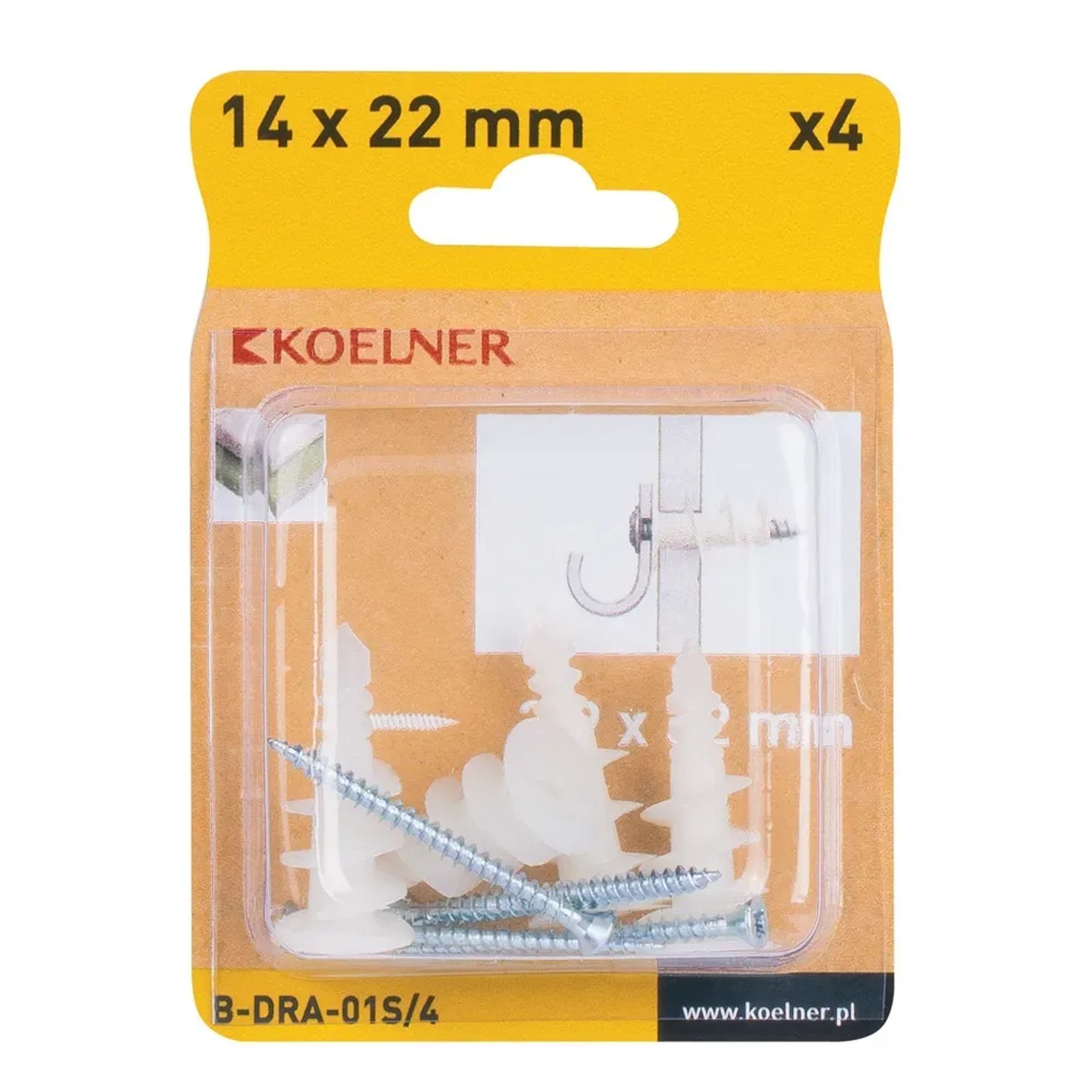 Koelner Kołek driva nyl. 14x22mm z wkrętem 4szt