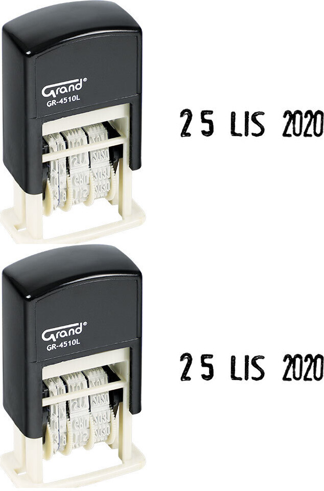 2x Datownik Grand GR-4510L, wersja literowo-cyfrowa, czarny