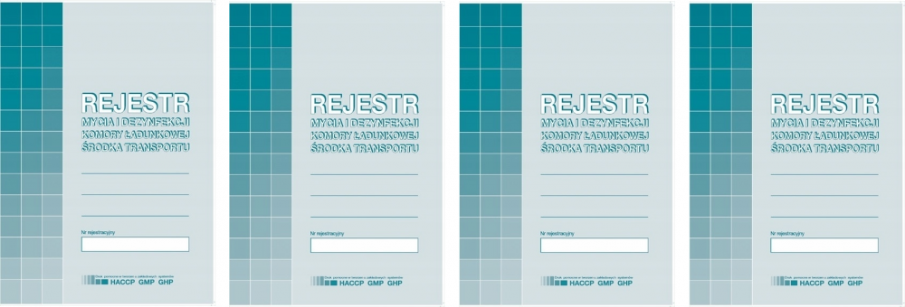4x Druk akcydensowy Rejestr mycia i dezynfekcji komory ładunkowej środka transportu MiP H91-3, A5, offsetowy, 16k