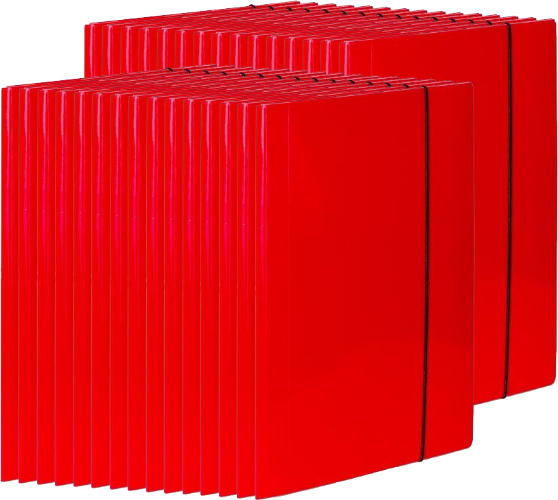 30x Teczka kartonowa z gumką VauPe Soft, A4, 450g/m2, 20mm, czerwony