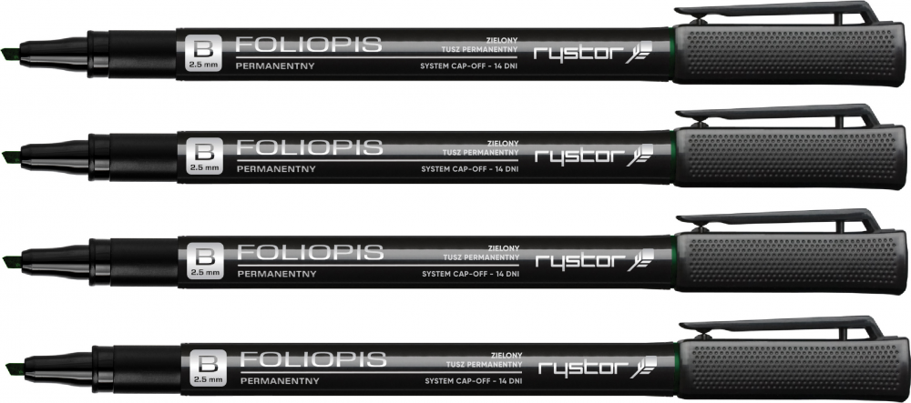 4x foliopis Rystor, FB, ścięta, 2.5mm, zielony