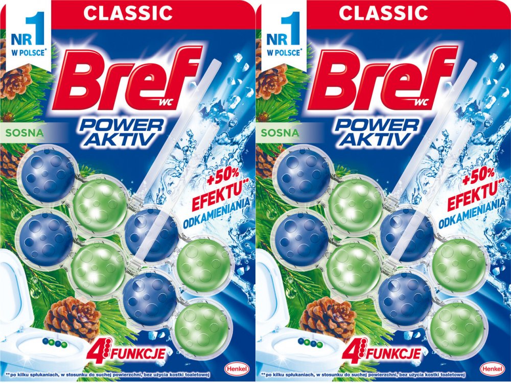 2x Zawieszka (kulki) do WC Bref, Power Activ, sosna, 2x50g