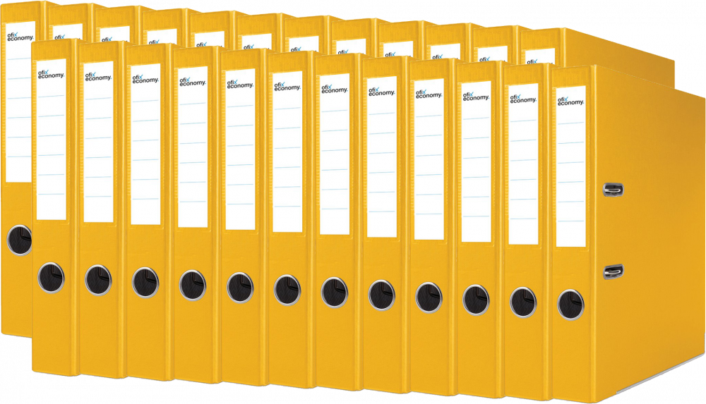 24x Segregator A4 Ofix Economy, z wyklejką, 50mm, do 350 kartek, żółty