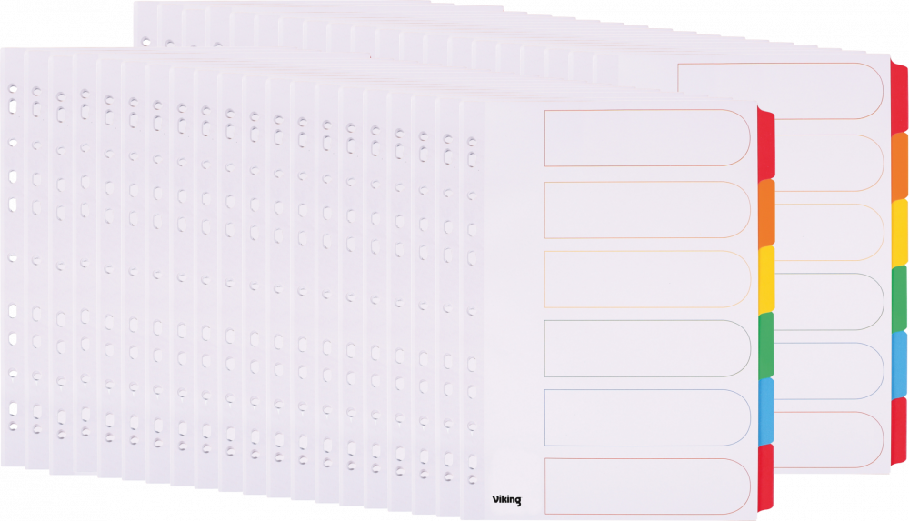 40x Przekładki do segregatora Viking Mylar, kartonowe, A4, 6 kart, biały
