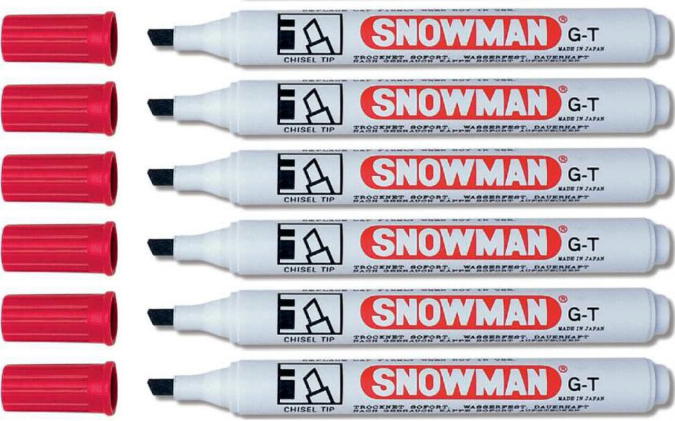 6x Marker permanentny Snowman, ścięta, czerwony