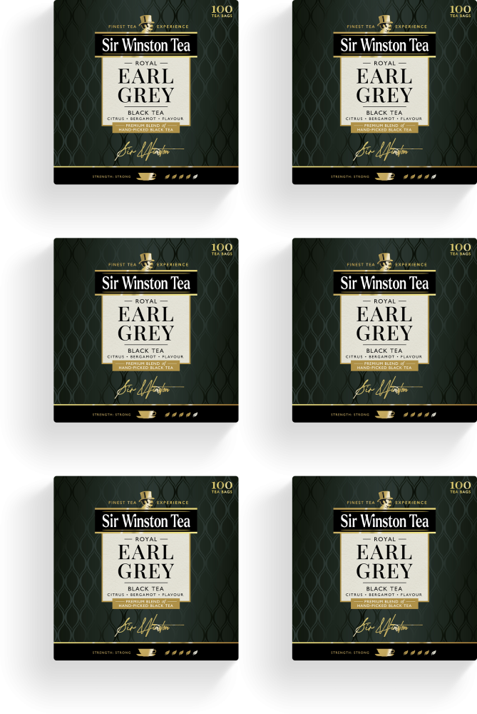 6x Herbata Earl Grey w torebkach Sir Winston Royal, 100 sztuk x 1.75g