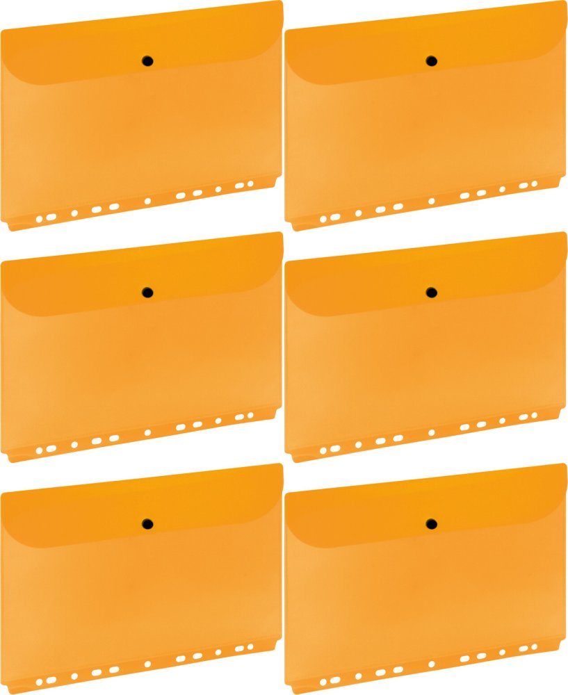 6x Teczka kopertowa Grand ZP045A, A4, na zatrzask, europerforacja, pomarańczowy