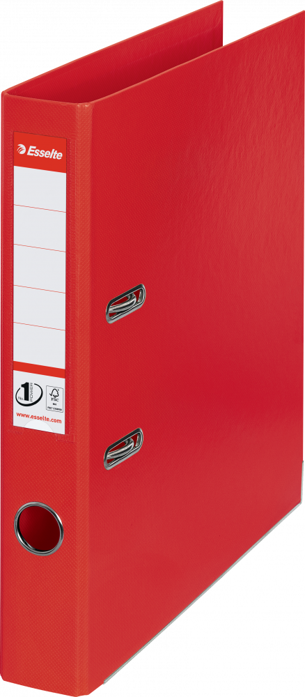 Segregator A4 Esselte No.1 Power, 50mm, do 350 kartek czerwony