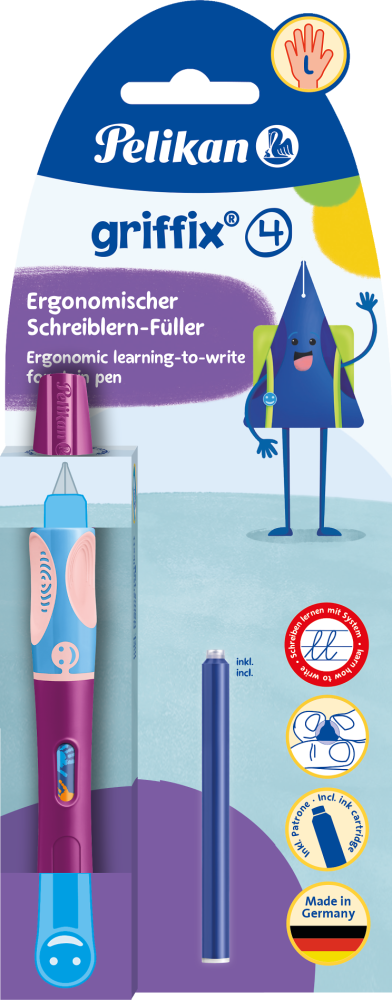 Pióro wieczne do nauki pisania Pelikan Griffix Sweet Berry, dla leworęcznych, różowy