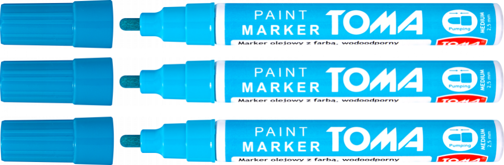 3x Marker olejowy Toma TO-441, okrągła, 2.5mm, jasnoniebieski