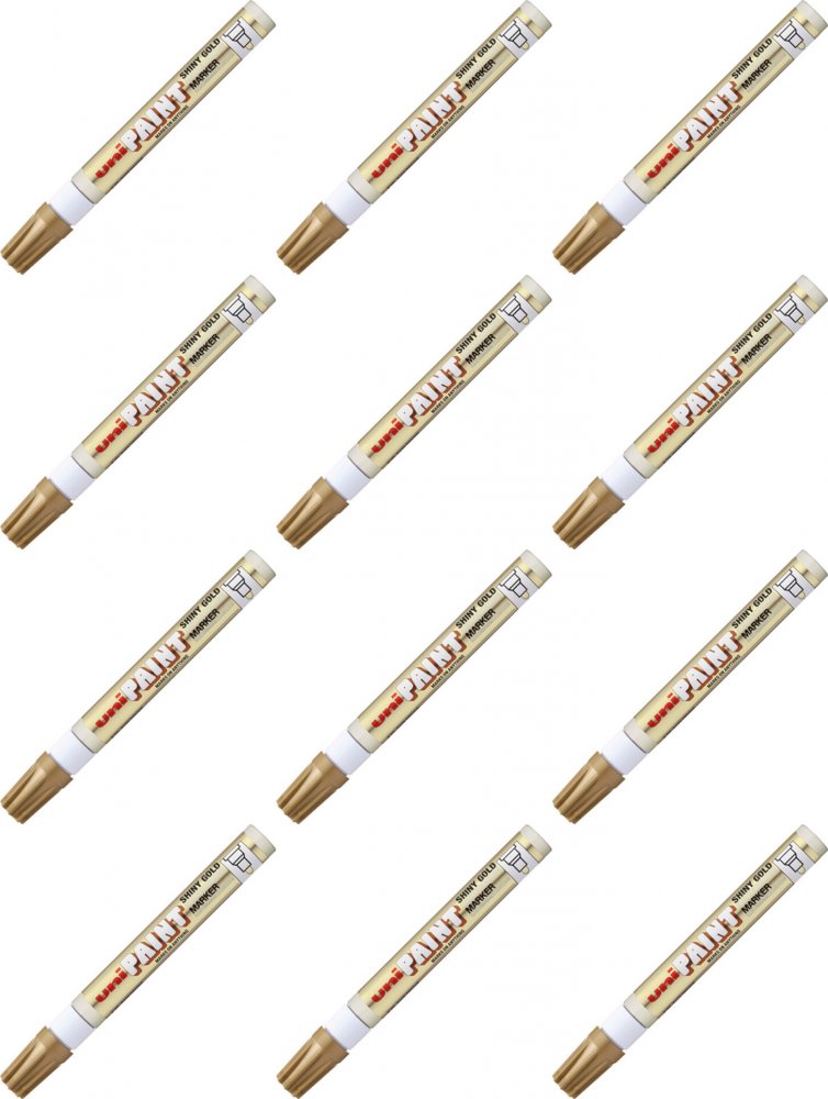 12x Marker olejowy UNI PX-20, okrągła, 2.2-2.8mm, błyszczący złoty
