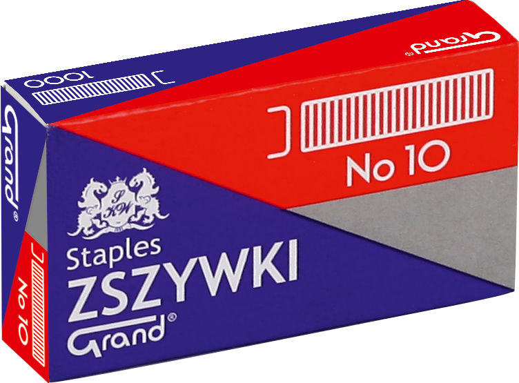 Zszywki Grand, nr10, 1000 sztuk, srebrny