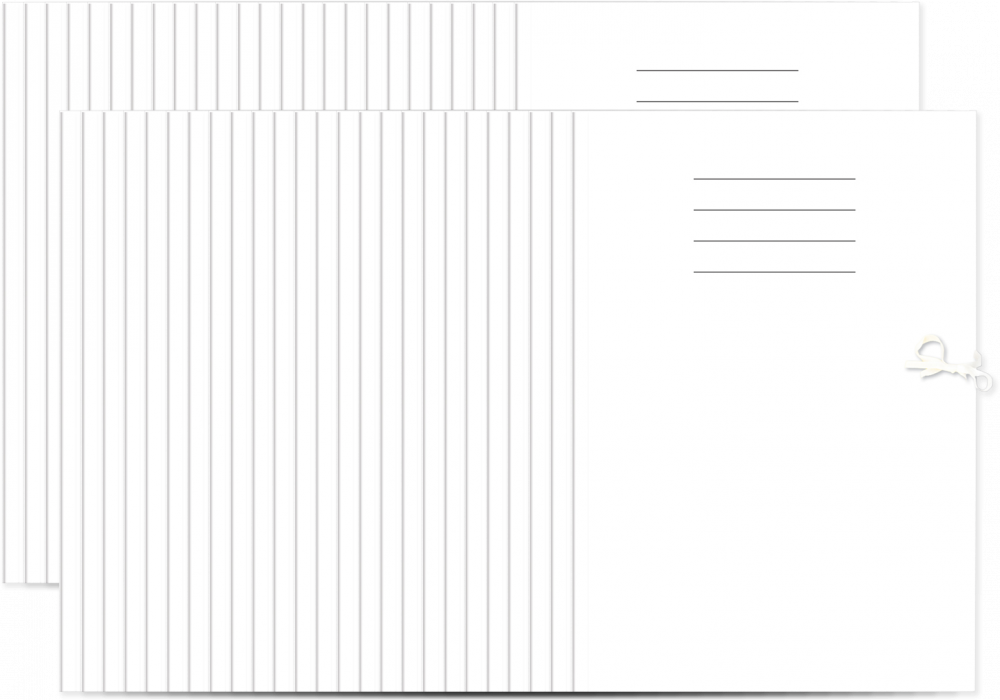 50x Teczka wiązana z liniami Interdruk, A4+, papier kredowy, 350g/m2, biały