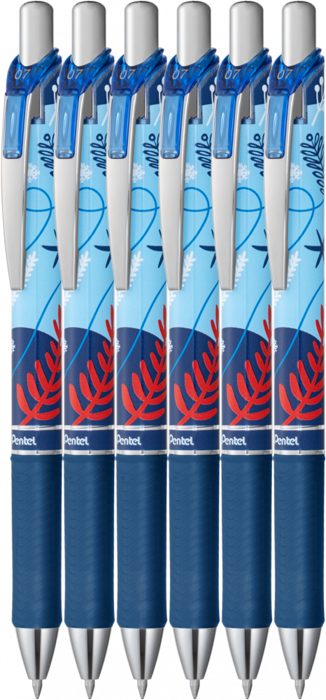 6x Pióro kulkowe automatyczne Pentel EnerGel BL77WT, 0.7mm, niebieska obudowa, wkład niebieski