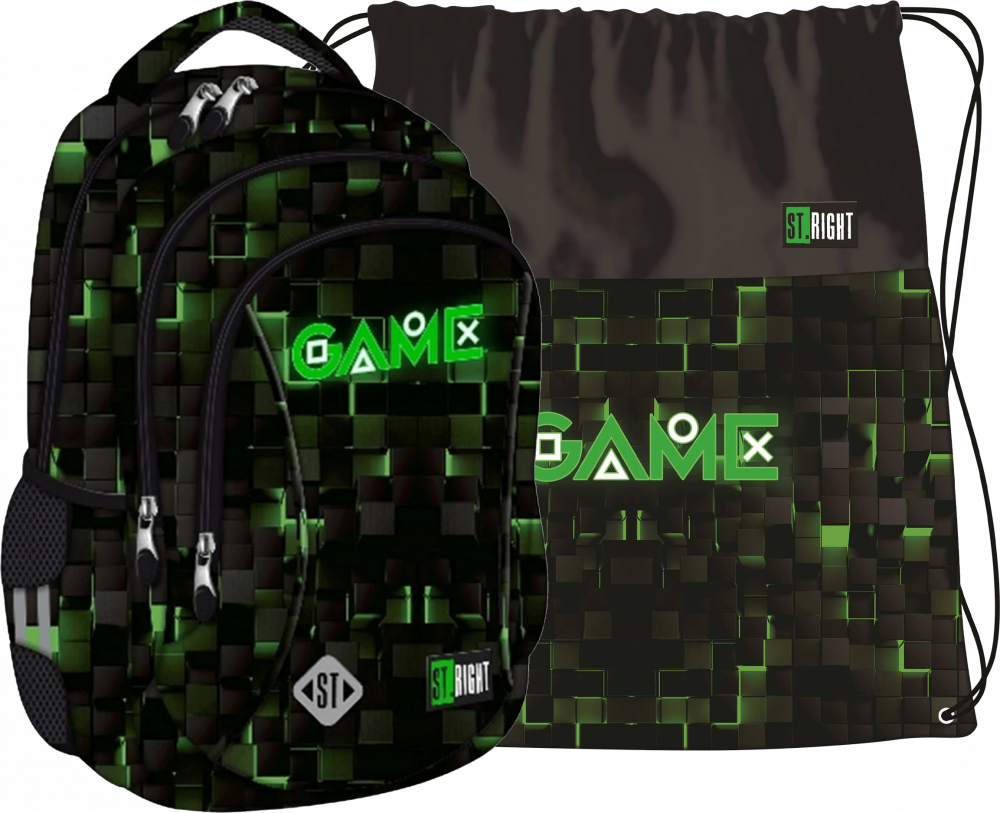 Zestaw: Plecak + worek na buty St.Right Green Game