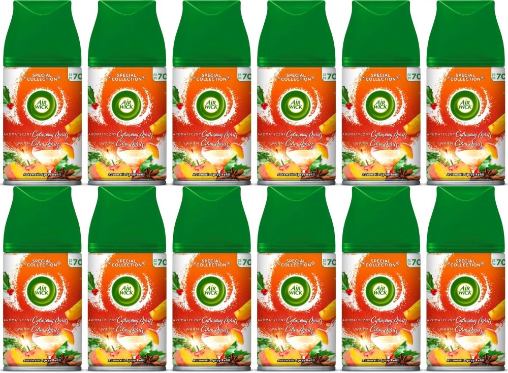 12x Wkład do odświeżacza automatycznego Air Wick Freshmatic, Aromatyczny Cytrusowy Spritz, 250ml