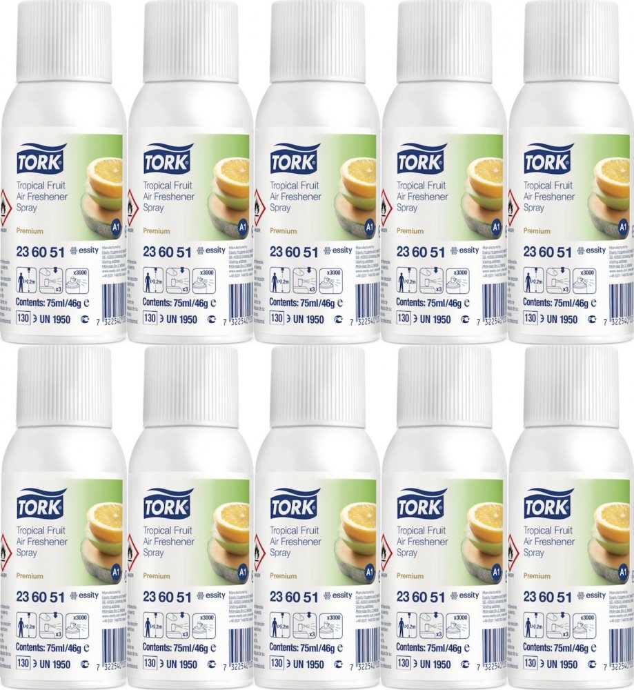 10x Odświeżacz powietrza Tork 236051 Tropical Fruit, owoce tropikalne, 75ml
