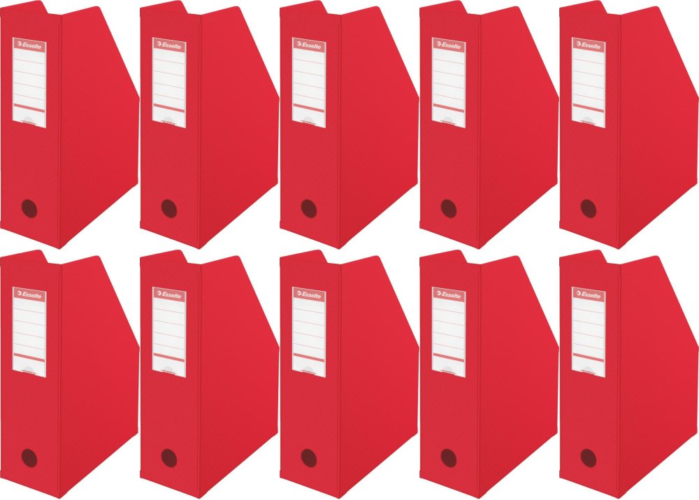 10x Organizer PCV na dokumenty składany Esselte, A4, 100mm, do 1000 kartek czerwony