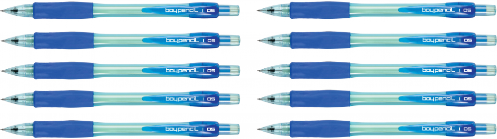10x Ołówek automatyczny Rystor Boy-Pencil, 0.5mm, z gumką, niebieski