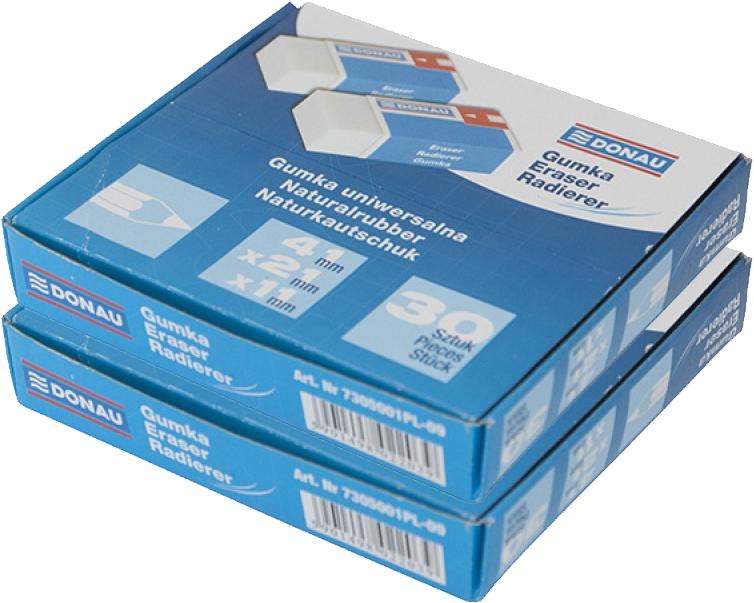 60x Gumka ołówkowa Donau 41x21x11mm, biała