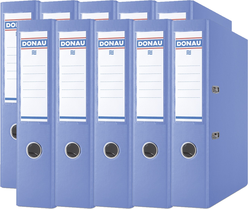 10x Segregator A4 Donau Master, szerokość grzbietu 75mm, do 500 kartek, niebieski