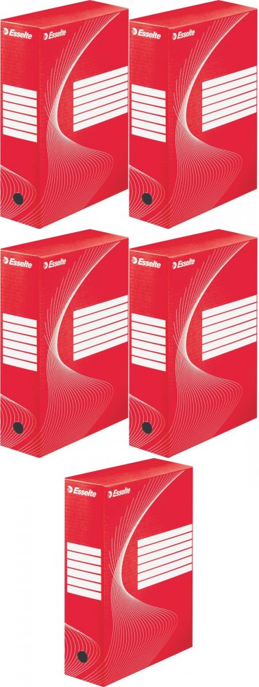 5x Pudło archiwizacyjne Esselte Standard, do luźnych dokumentów, 100mm, czerwony
