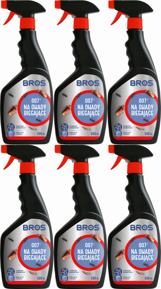 6x Płyn na owady biegające Bros 007, z rozpylaczem, 500ml
