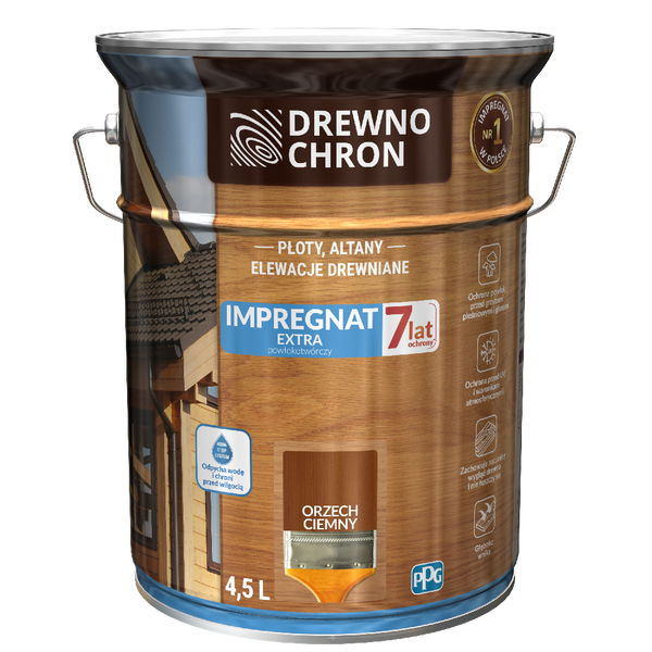 Drewnochron Extra do drewna 4,5L Orzech ciemny