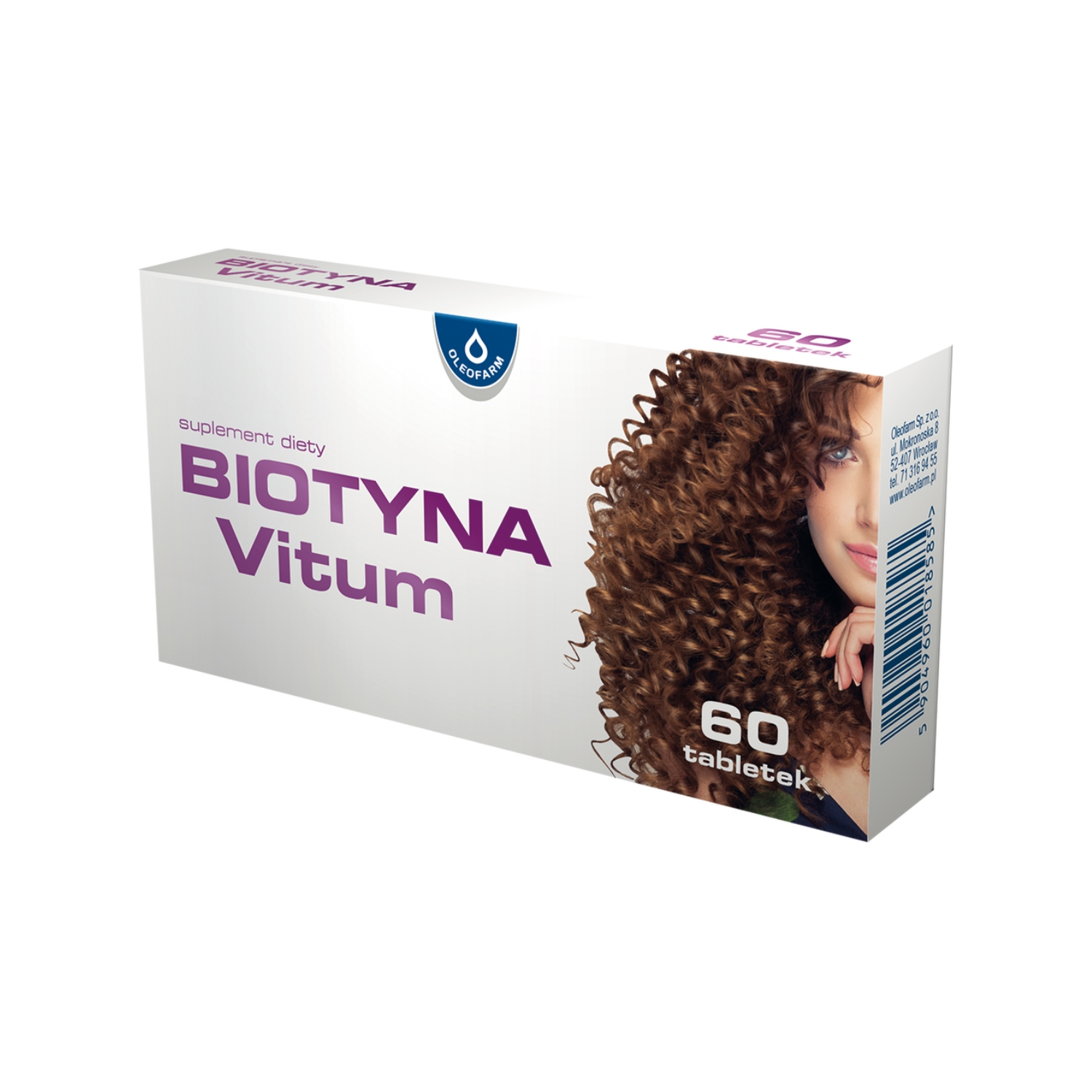 Oleofarm - biotyna vitum, pomaga zachować zdrowe włosy i skórę, 60 tabletek
