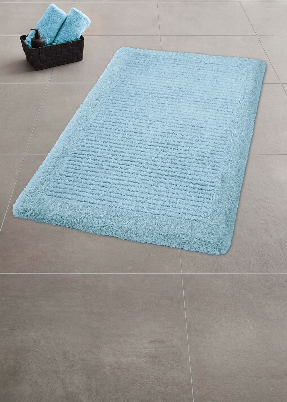 Kleine Wolke Net dywanik łazienkowy 90x60 cm prostokątny niebieski 9171649519