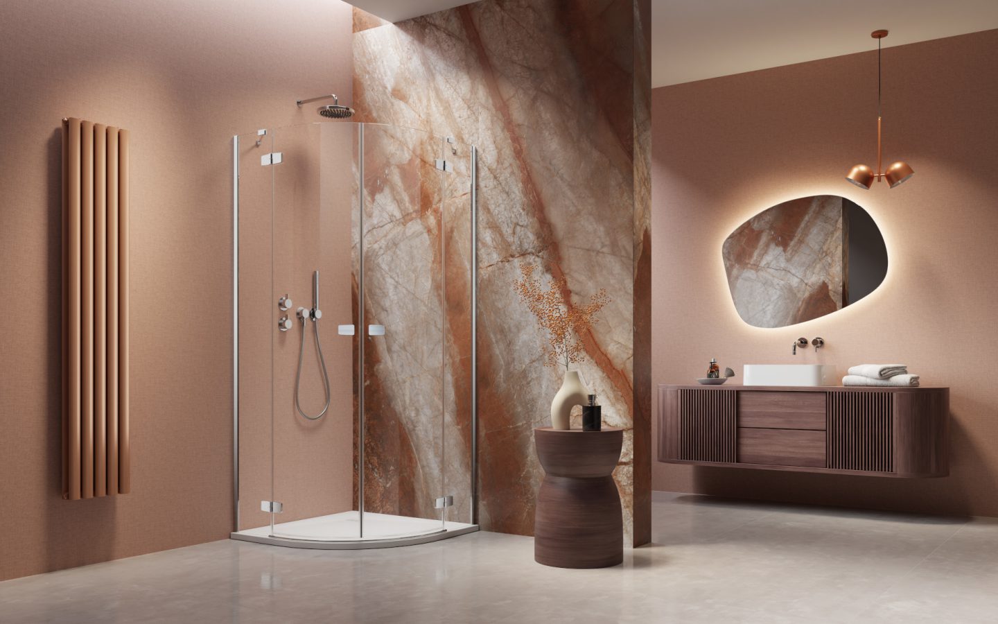 Radaway Fuenta Chrome PDD kabina prysznicowa część lewa 90 cm półokrągła chrom połysk/szkło przezroczyste 1384001-01-01L