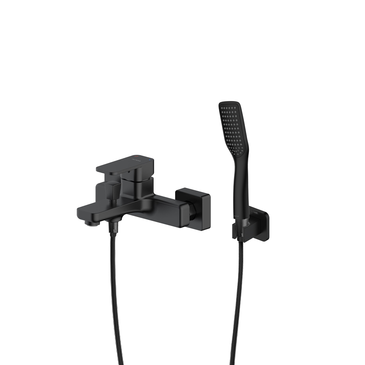 Zestaw Oltens Hadsel bateria wannowo-prysznicowa ścienna z kompletem natryskowym Tinde Hald czarny mat 36056300 - Wysyłka w 24h