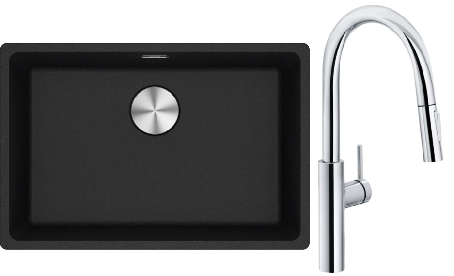 Franke Maris MRG 110-62 zlewozmywak 62x40 cm Fragranite onyx z baterią kuchenną Pescara L Slide-In chrom (1250687257, 1150538940) - Wysyłka w 24h