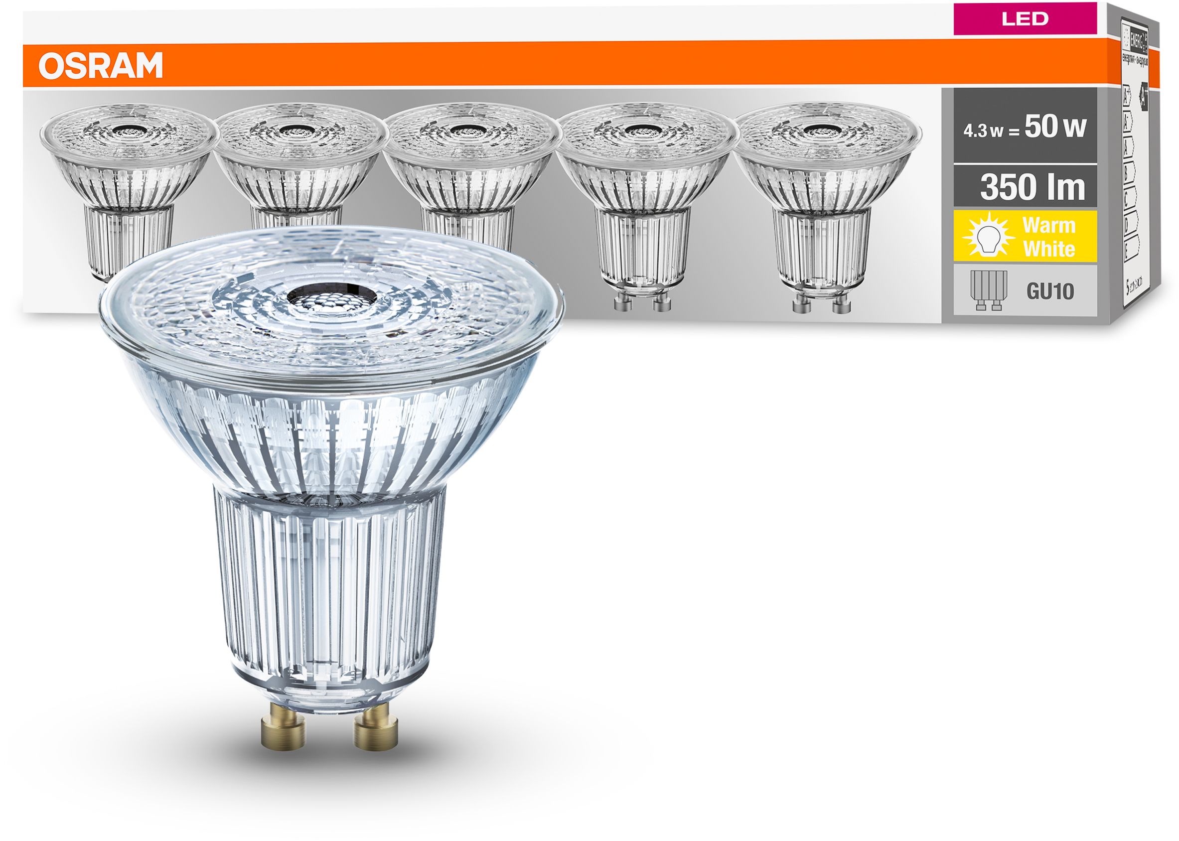 Osram Base żarówki LED Multipack 5x4,3 W 2700 K GU10