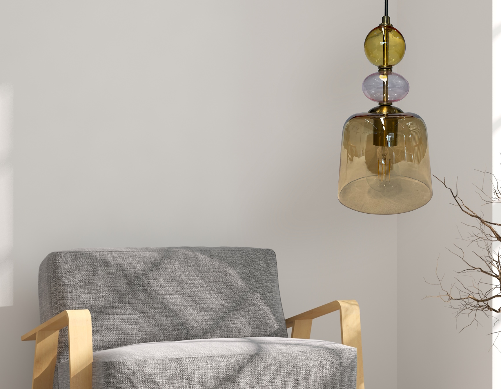 Light Prestige Tropea lampa wisząca 1x18 W bursztynowa LP-2004/1PS