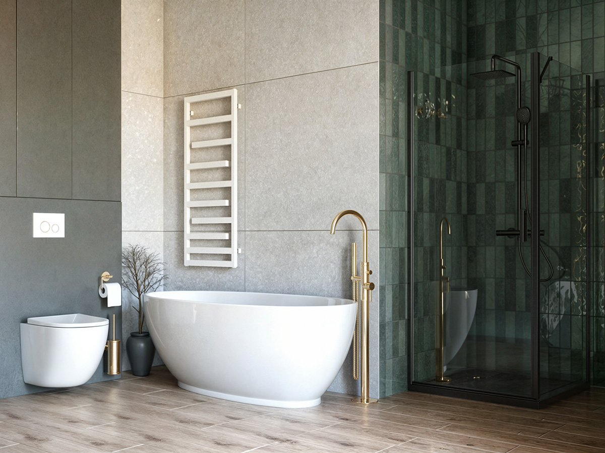 Oltens Lule przycisk spłukujący do WC biały/złoty mat/biały 57106000